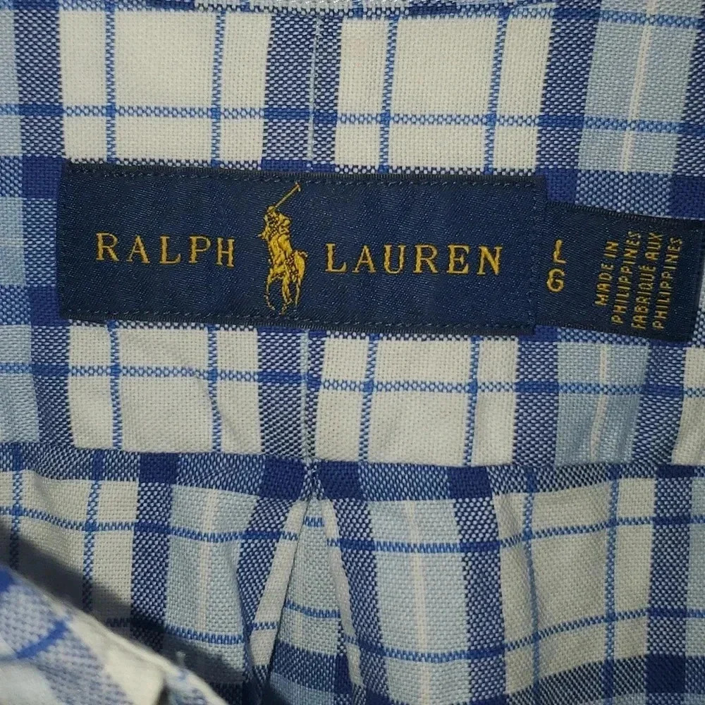 Ralph Lauren Plaid Short Sleeve Shirt Mens Size L - Picture 2 of 11